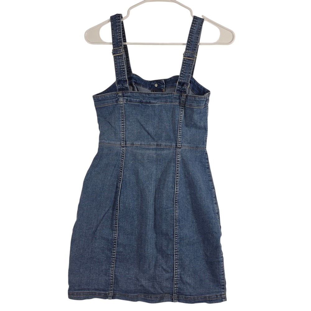 Divided H&M Jumper Dress Women 4 Blue Jean Button Front Mini - Picture 4 of 7